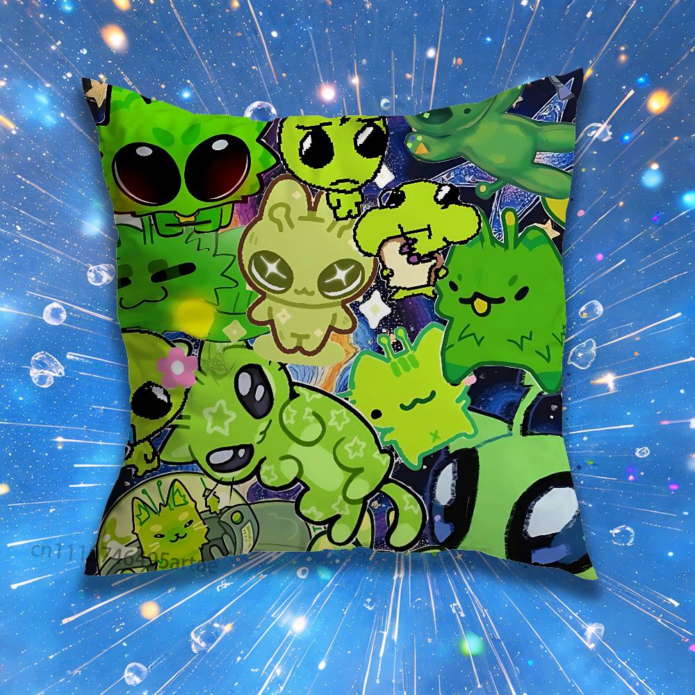 Cute Funny Rainbow Alien Cat Pillow for Sofa Seat Chair Decorative/Modern Home Decor Print Throw Cushion