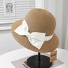 Bow dome straw hat women's summer seaside vacation beach sun hat foldable sun hat