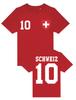 Youth Designz Schweiz Kinder-T-Shirt mit Wunschname + Nummer Trikot Weltmeisterschaft Europameisterschaft Spaß