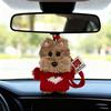 Car Rearview Mirror Pendant Dog Pendant Backpack Accessory Fur Decoration Cute Black Green School Bag Decoration
