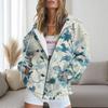 Womens Floral Print Hooded Zip-Up Sweatshirt Casual Oversized Long Sleeve Top Fall 2025