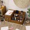 Solid Wood Large Desktop Wooden Cosmetics Storage Box Multi-Functional Desktop Creative Skin Care Product Organization Box