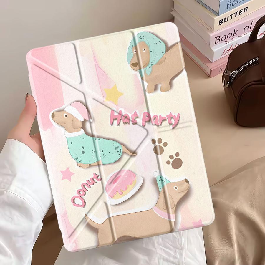 Holder Cover Tablet Case For iPad Pro 11th 10th 9th 8th 7th 12.9inch Air 4 5 M3 M2 1 2 M4 11inch Mini 6 7 Pro 2025 Cute Dog