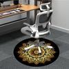 1pc Golden Mandala Chair Carpet for Office, Round Non Slip Durable Large Size Office Carpet, Suitable for Office