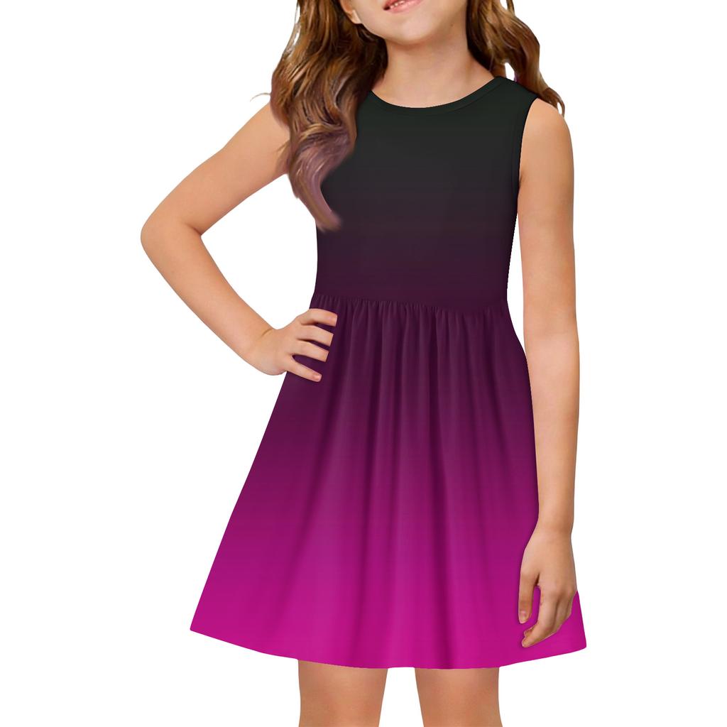 Robe d'été princesse pour filles - Robe avec empiècement débardeur coupe évasée