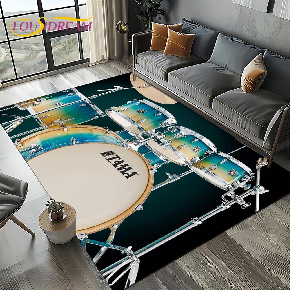 

3D Music Instruments Drum Kit Drum Set Carpet Rug for Living Room Bedroom Home Sofa Decoration,Kids Area Rug Non-slip Floor Mat 40x60cm( 15x23in )
