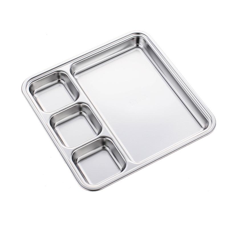 

Золотая тарелка с отделениями для еды, подносы из нержавеющей стали, разделенные блюда, кухонная посуда, контейнер для организации