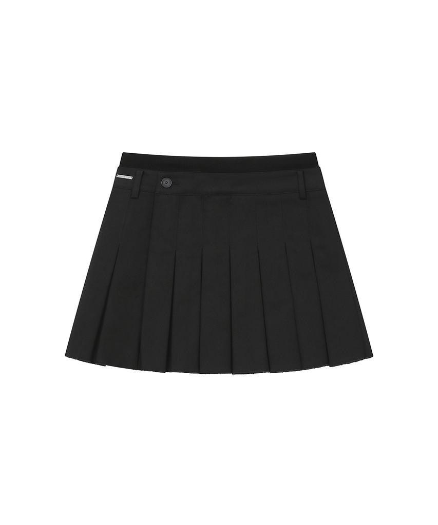 Miseki Seoul Ribbed Layered Pleats Skirt Black