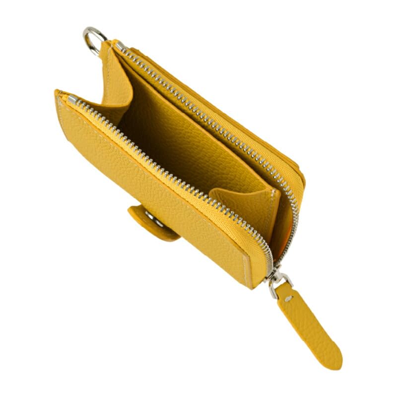 DEMIU ROND Geldbörse, Kartenetui, Münzbörse, Kartenaufbewahrung, Münzfach, D-Ring, Safran