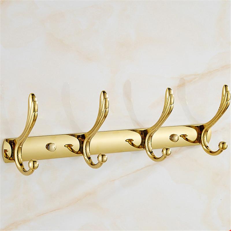 Wall Mounted Gold Bathroom Hooks Clothes Hat Hook Row Vintage Robe Hook Bathroom Robe Hook Bath Hardware Set Kitchen Hanger