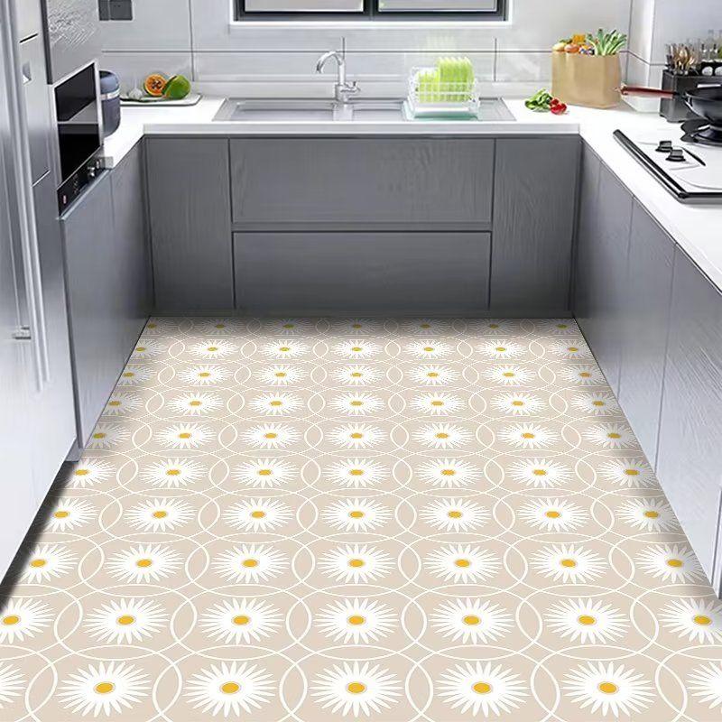 Kitchen Carpet Anti-fouling Oil-proof Grid Floor Mat Scrubbable Waterproof PVC Leather Balcony Bathroom Non-slip Rug