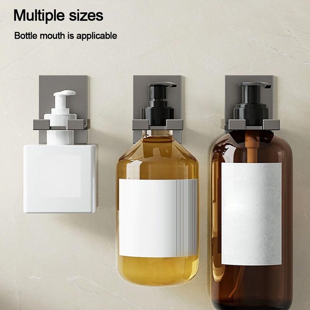 Wall Mount Soap Bottle Holder Durable Metal Bottle Hanger Stand Shower Gel Bottle Hanger Rack Bathroom Kitchen Organizer Shelves