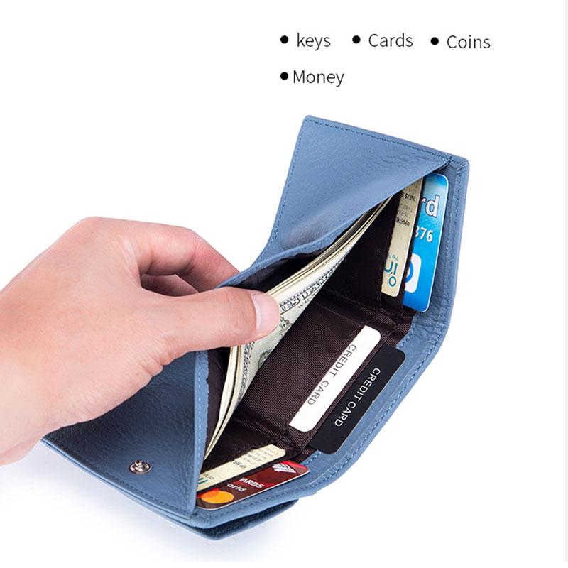 100% Genuine Leather Wallets Fashion Mini Coin Pocket Anti Theft Card Holder Rfid Blocking Wallet Cowhide Money Bag 2753