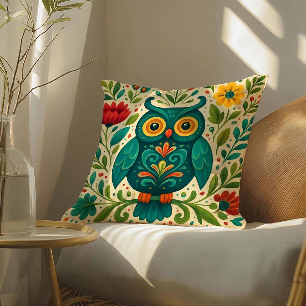 Colorful Plant And Insect Home Prints Pillow Case Double-Sided Plush Sofa Cushion Covers Organic Breathable Invisible Zipper