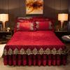 European Warm Thicken Plush Quilted Bed Skirt Soft Velvet Padding Cotton Bedspread Queen Size Bed Cover