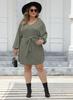 2025 Women's Plus Size Ribbed V-neck Strappy Knit Dress - Casual and Stylish