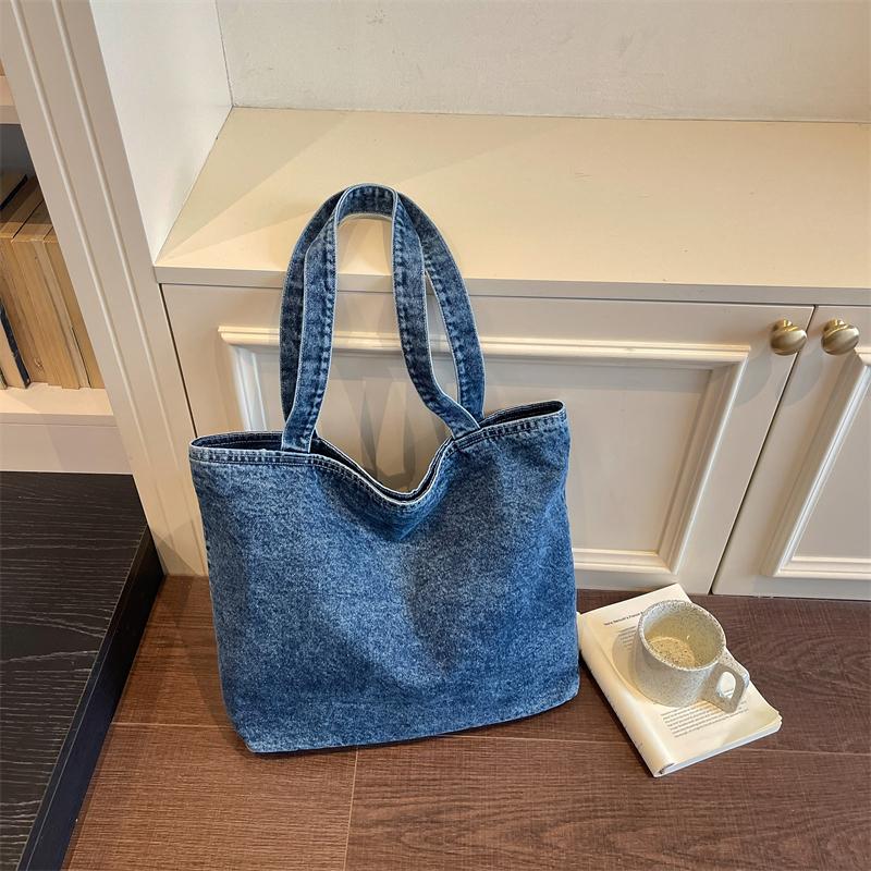 Large Capacity Denim Bag Women's Tote Bag Vintage Shoulder Crossbody Bag