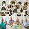Happy Birthday Foil Swirls 30 40 Potřeby pro oslavu 50. narozenin Černé zlato Muži Ženy Závěsné ozdoby Stropní dekorace Potřeby na párty