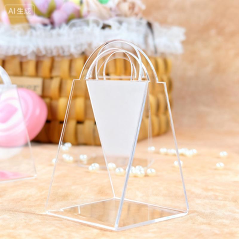 13 Piece Transparent Acrylic Candy Box Bags Wedding Party High-end Table Arrangement Plastic Triangular Handle Basket Gift Box