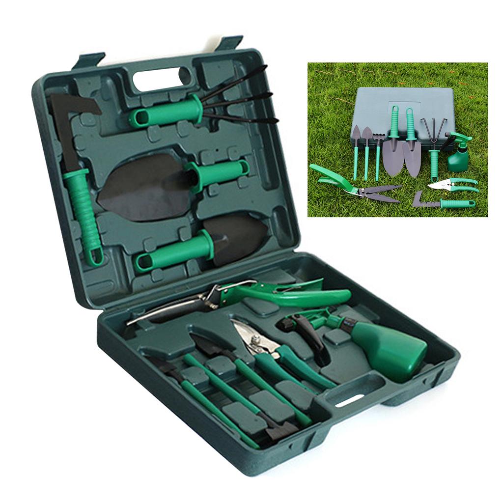 Potted Plant Pruning Shovel Kit Garden Planting Weeding Set Bonsai Trimming Garden Tools Green 10