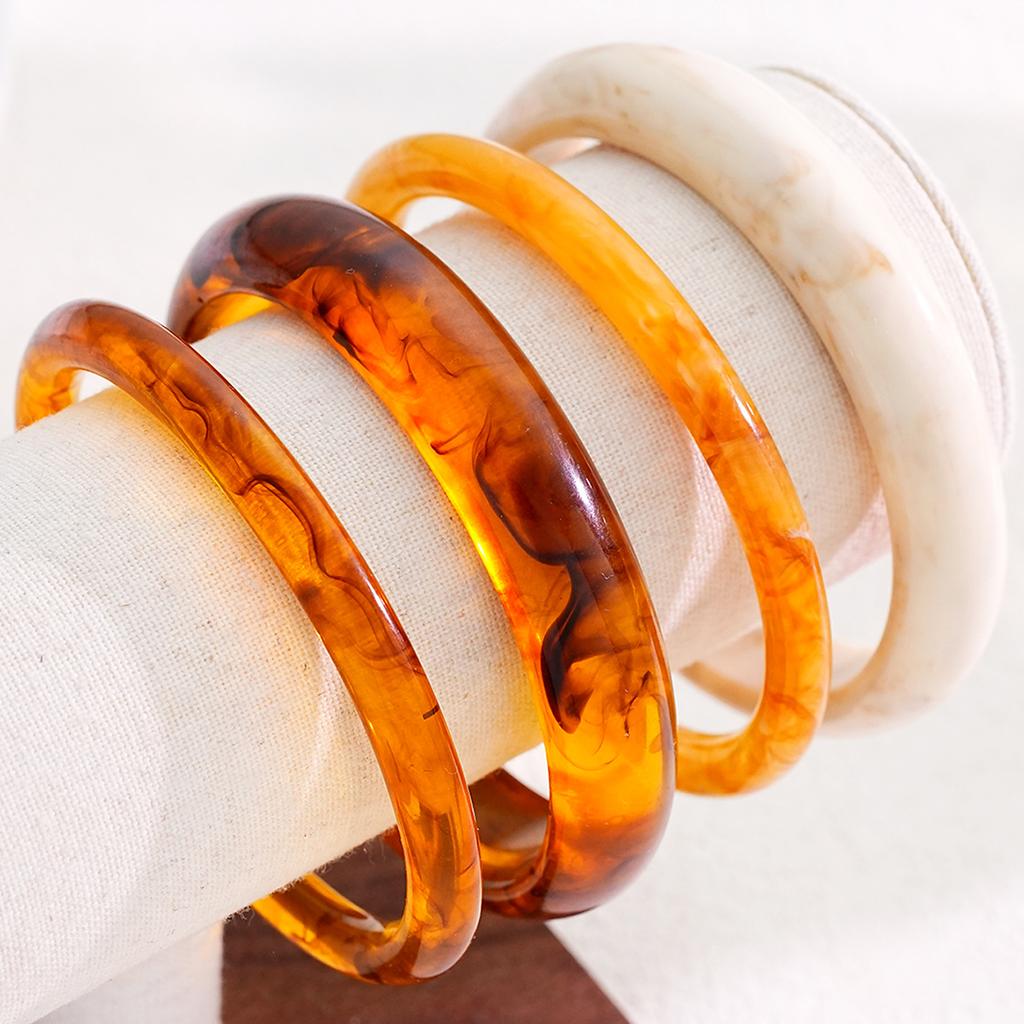 DIEZI Ein Set Vintage Bernstein Harz Acryl Armreifen Mode Ethnisch Trendig Geometrisch Breite Armreifen Für Frauen Männer Armband Schmuck
