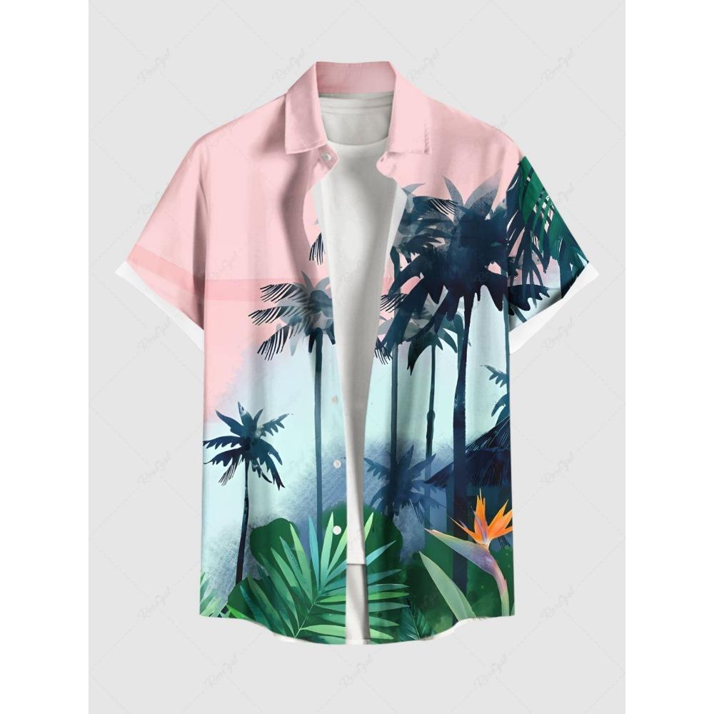 Herren Hawaiihemd 3D-gedruckt Kurzarm Button-Down Revershemd Übergroße Oberteile Sommerurlaub Freizeit Alohahemden für Herren