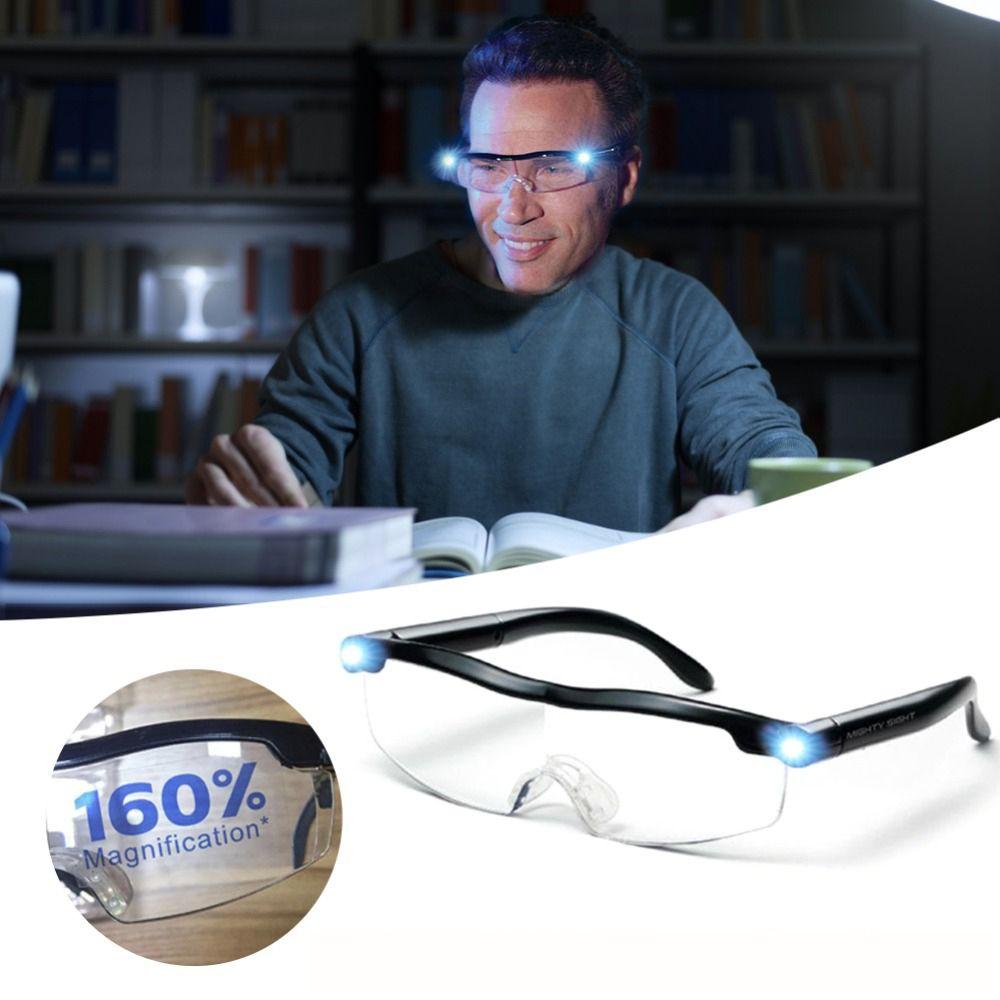 Lupe 160 Brille mit LED-Lampe Blaulichtblockierend Lesebrille Zoom Vergrößerungsfaktor 16