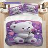 Bear Doll Pattern Bedding Quilt Set Quilt Cover Pillowcase Home Decoration Birthday Gift (1 * Duvet Cover + 2 * Pillowcase, Without Core)