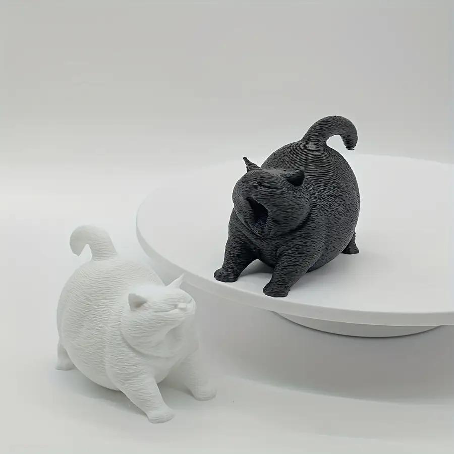 Cute Yawning for cat Statue - White or Black, Compact Desktop Decor for Home, Office, Car - Perfect Gift for Cat Lovers