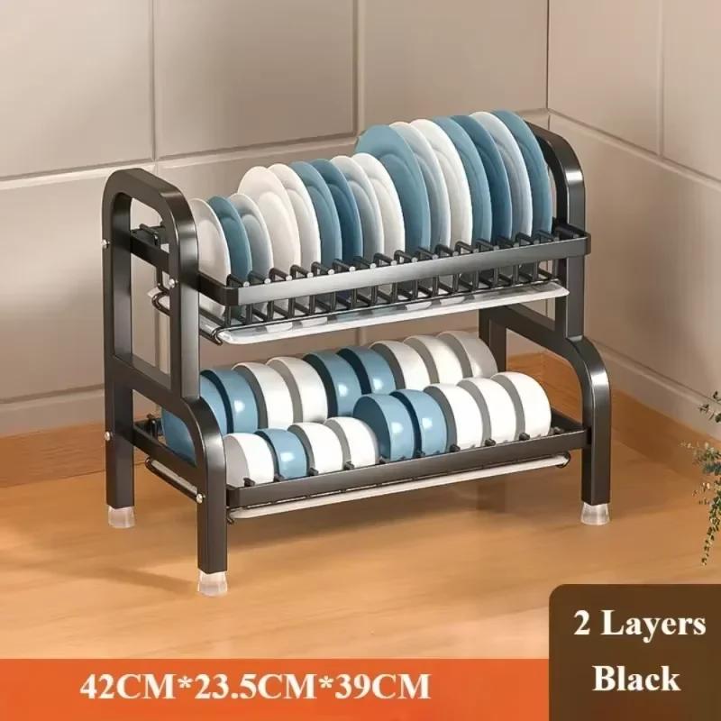 Bowl Drain Rack Bowls Chopsticks Tabletop Storage Rack Double Layers Countertop Organizer Shelf  Kitchen Accessories Organizer