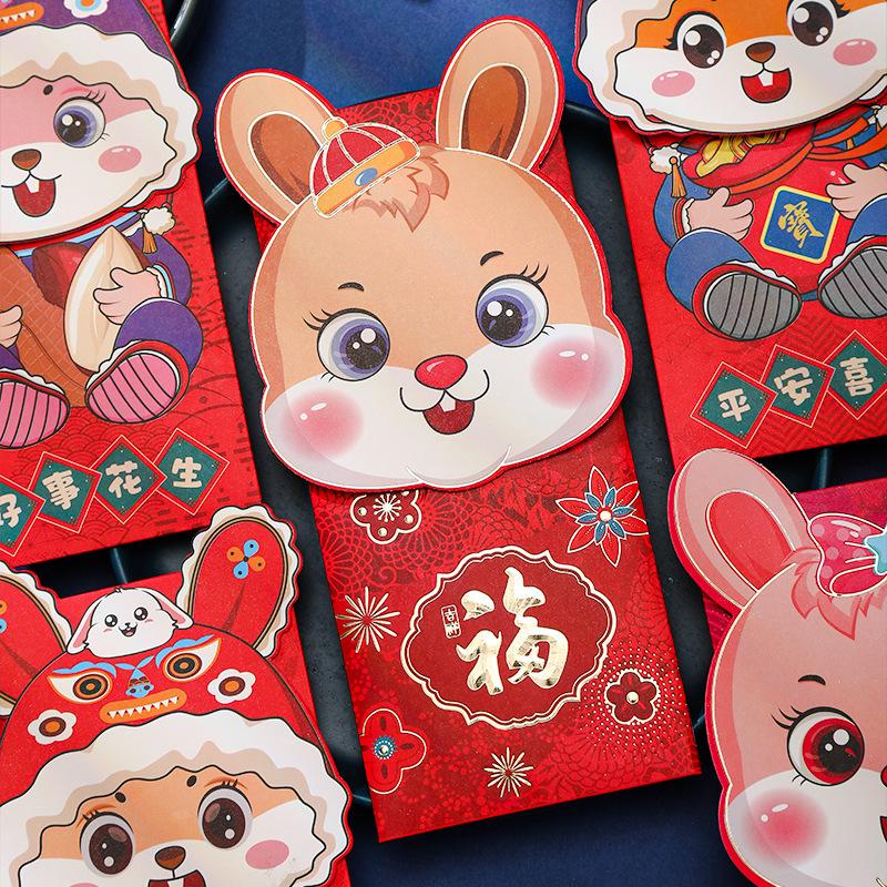8PCS Chinese Red Envelopes Chinese New Year Rabbit Year Lucky Money Envelopes Red Pockets Spring Festival Hong Bao Envelopes