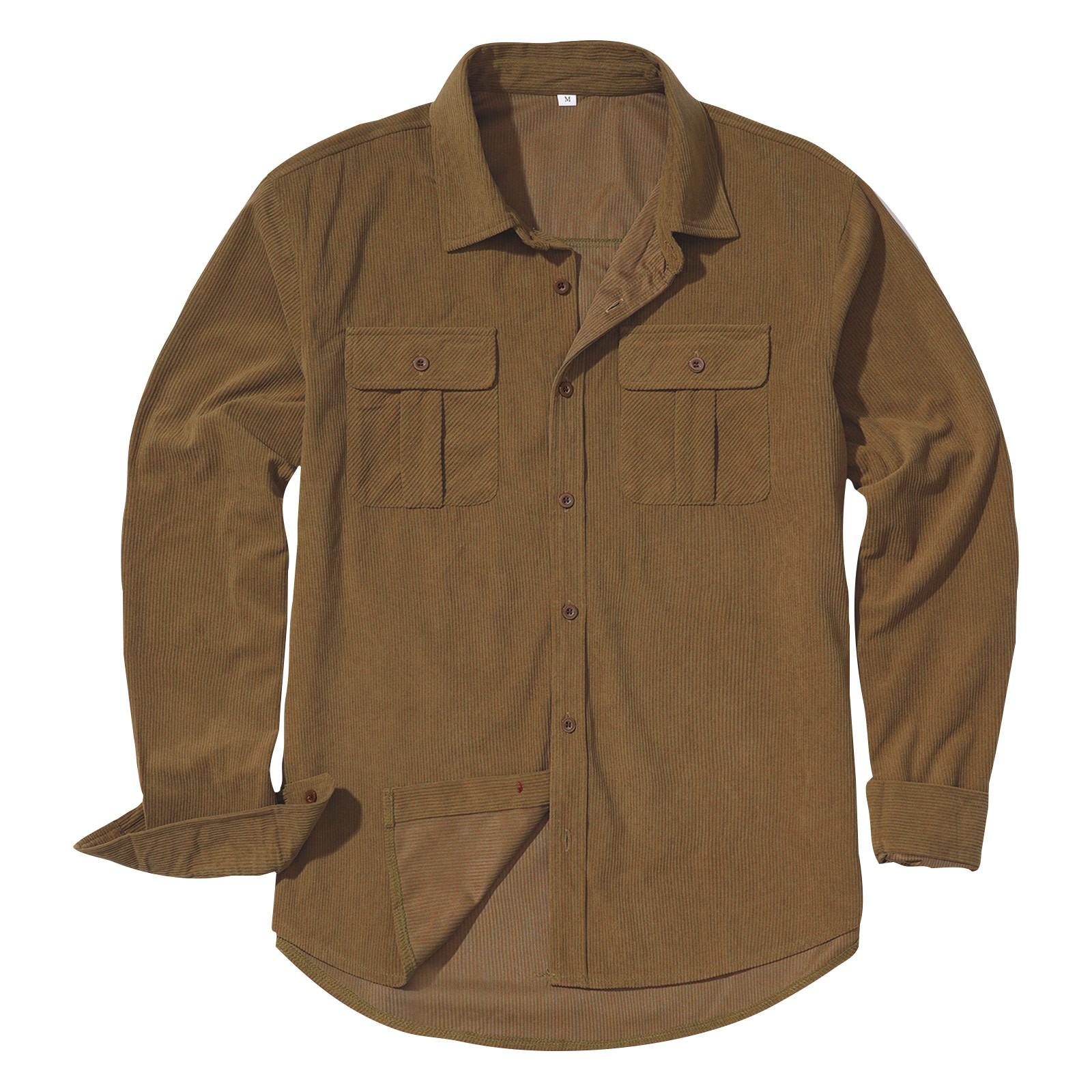 

Мужская толстая рубашка-куртка с длинным рукавом, со световым вельветовым штрихом, рабочая одежда, однотонная, повседневная, для улицы, ретро XXL верблюд