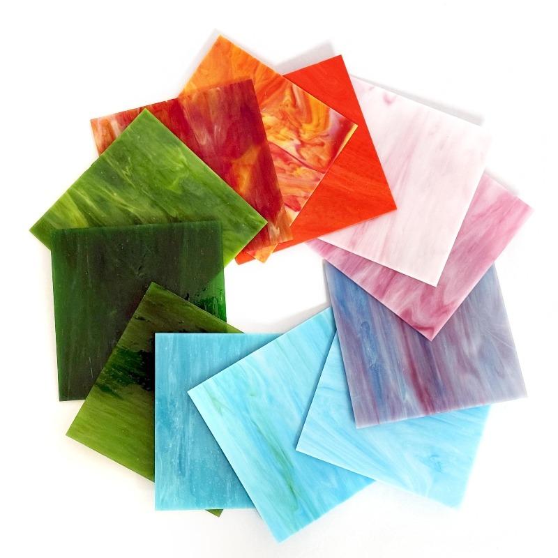 10X10cm Rainbow Stained Glass Pieces Used for DIY Mosaic Crafts, Decorative items, lampshades, Door and Window Lnlay Materials