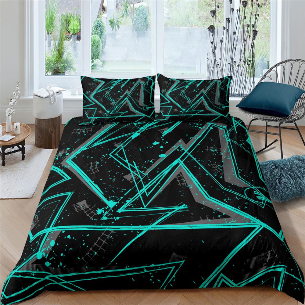 Copripiumino Queen Set Letto Geometrico 3D Set Letto Ragazze Matrimoniale Set Copripiumino Trapunta Singolo Nido d'Ape Unisex