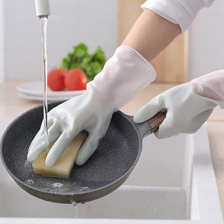 [3 Pairs] Premium Dishwashing Cleaning Gloves - Rubber Kitchen Gloves, Household Cleaning, Gardening, Hand Protection Medium