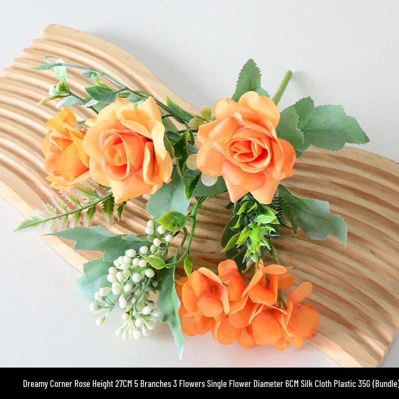 Orange-Themed Wedding Aisle Simulation Flower Arrangement - Artificial Home Decor Row Flowers