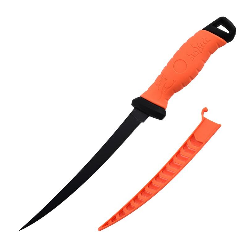 Non-slip Fish Scale Scraper Stainless Steel Fish Fillet Cutting Knife Rubber Handle Multifunctional Fishing Knife Fishing Tool Fishing Gear