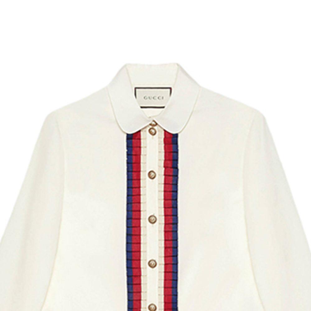 Gucci Shirts Women's White Lapel Moderate Shirt 451007-ZIK21-9220