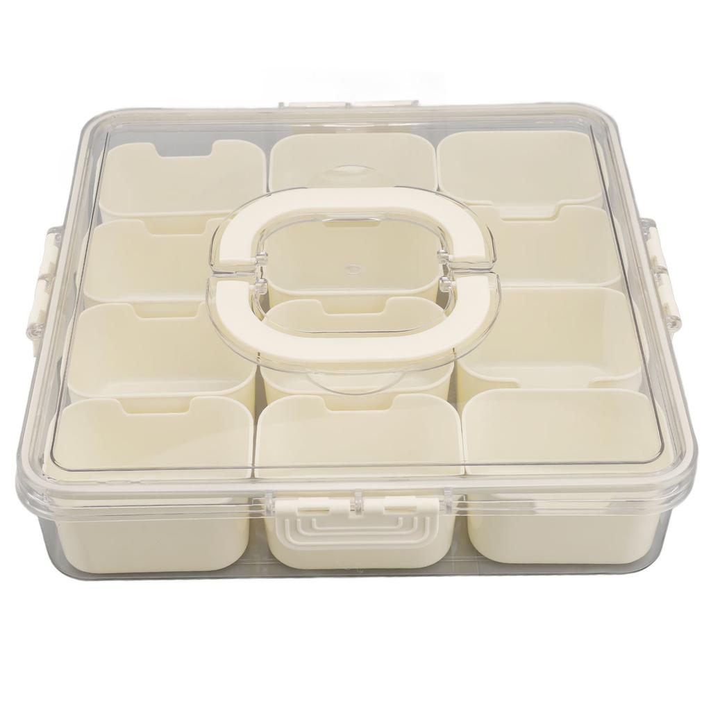 Divided Serving Tray with Lid Handle 12 Compartment Snackle Box Charcuterie Container for Portable Snack Platters Clear