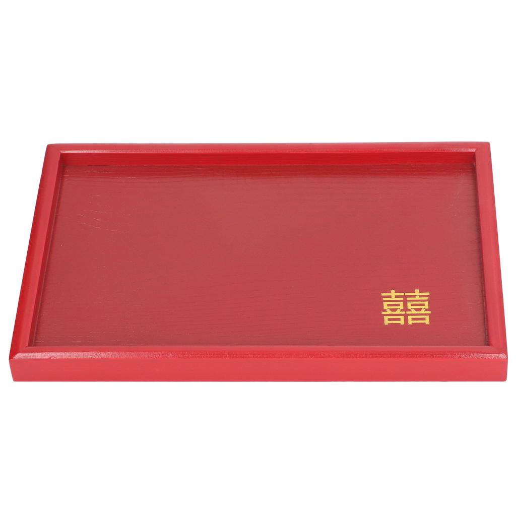 Wood Serving Tray Decorative Serving Platter Snack Fruit Plate for Living Room Coffee Table Kitchen CounterTop Red