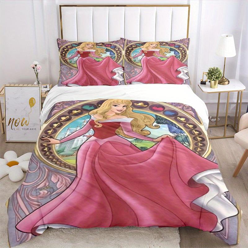3pcs Disney Sleeping Beauty Bedding Set 1 Soft Quilt Cover + 2 Pillowcases, Machine Washable Suitable for All Seasons B040