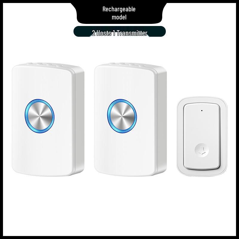 Remote Rechargeable Wireless Doorbell with Two Receivers - Long Range Smart Home Door Chime Model 1