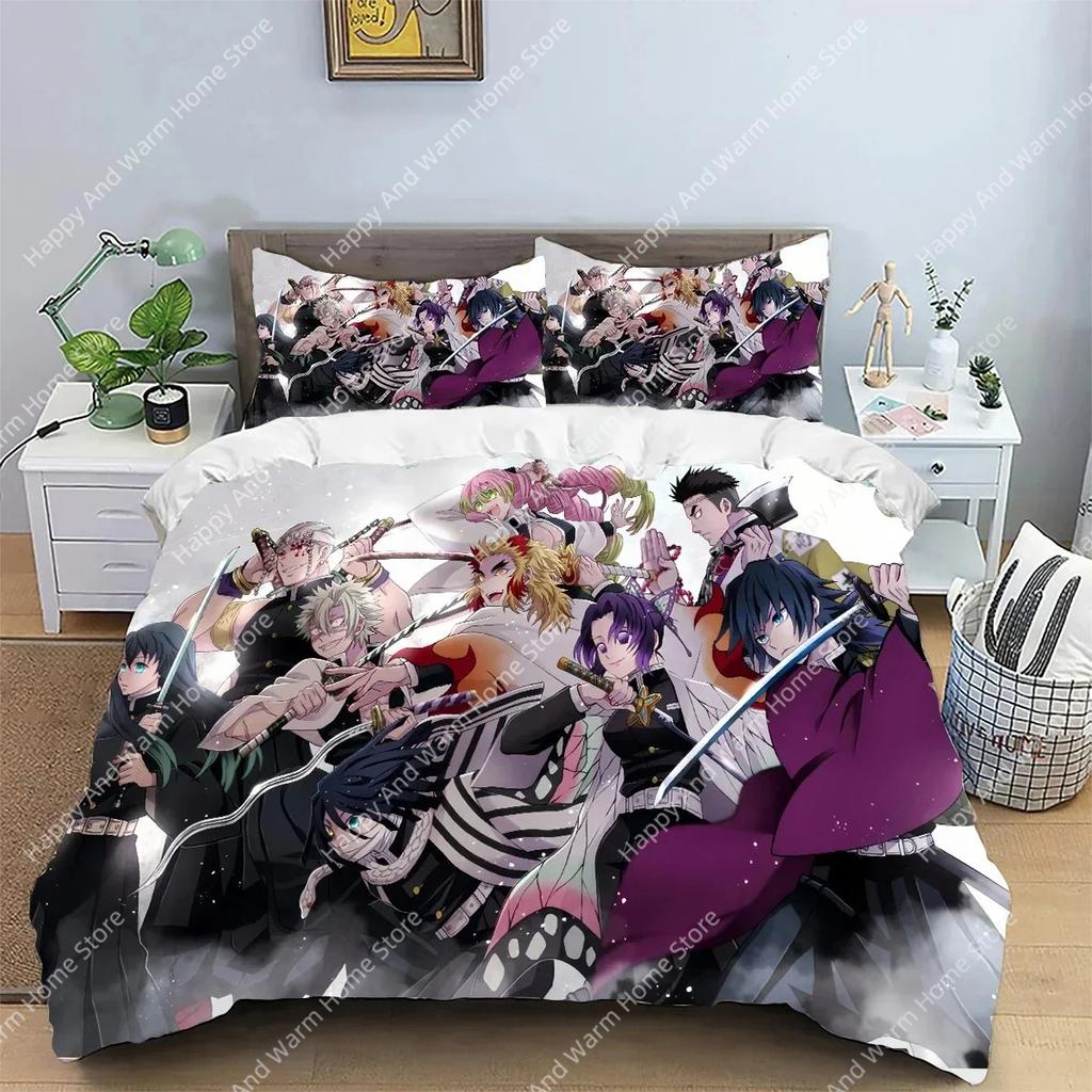 Kamado Nezuko Demon Slayer Bedding Set Duvet Cover Set Bedspread Pillowcase King Queen Full Single Size Bed Linen Boys Teen Gift
