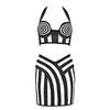 European and American Jacquard Color-Block Bandage Halter Crop Top & Hip-Hugging Skirt Two-Piece Set for Women