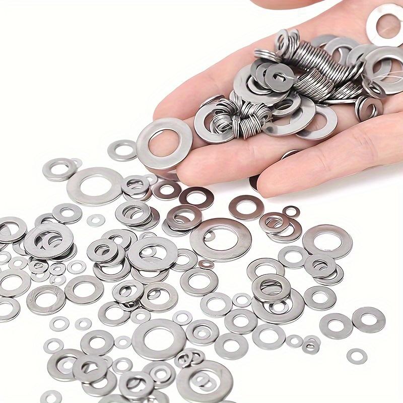 Polished Stainless Steel 180pcs Washers - O Ring Fasteners Gasket Set, M2-M10 Sizes, Durable Material, for DIY Projects / Machinery / Electronics