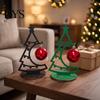 Modern Christmas Tree Decor Table Decoration, Metal Line Art Holiday Sculpture with Gift for Colleagues Red Ball Ornament Xmas Party Desk, Shelf,