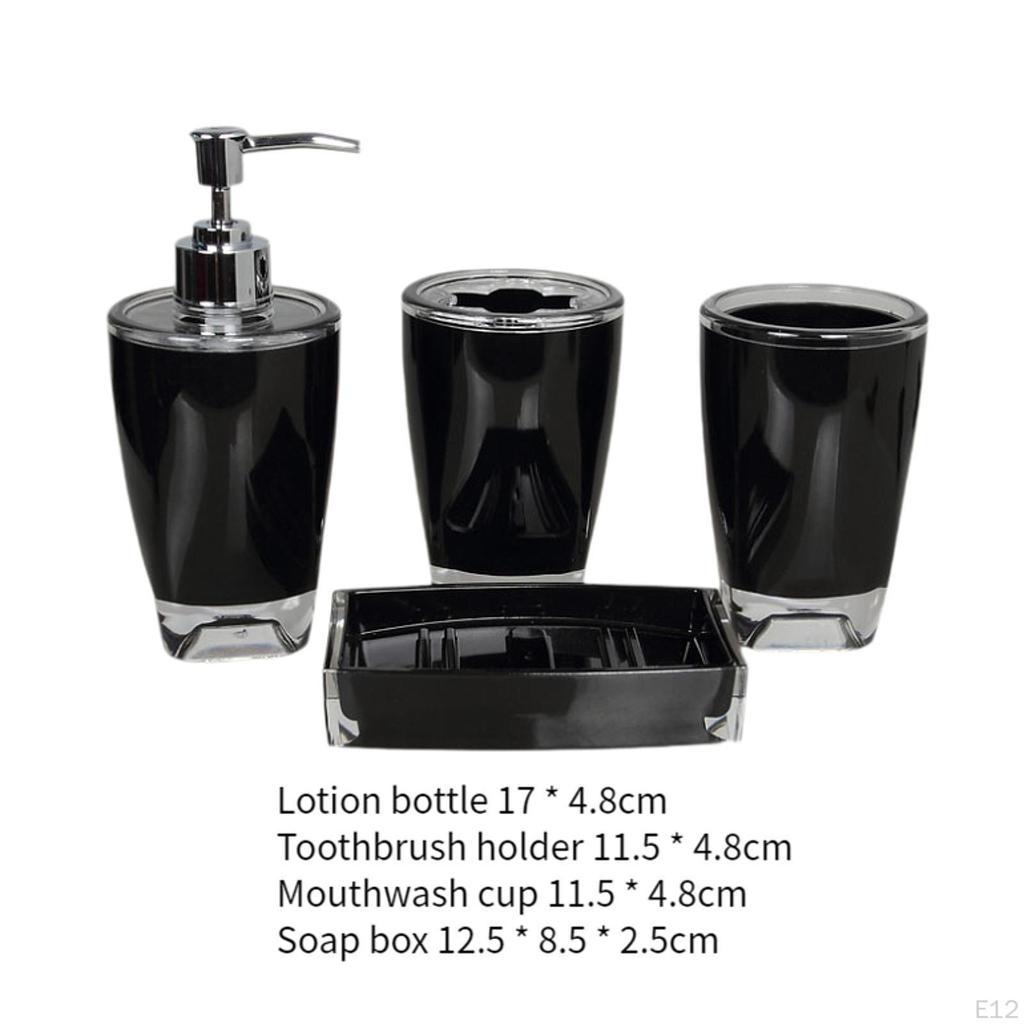 4 Piece Soap Dispenser, Toothbrush Holder, Apartment Essentials, Premium Modern Bathroom Accessory
