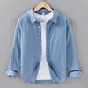 New Spring and Summer Cotton and Linen Long-sleeved Shirt Men's Solid Color Simple Loose Versatile Casual Shirt Linen