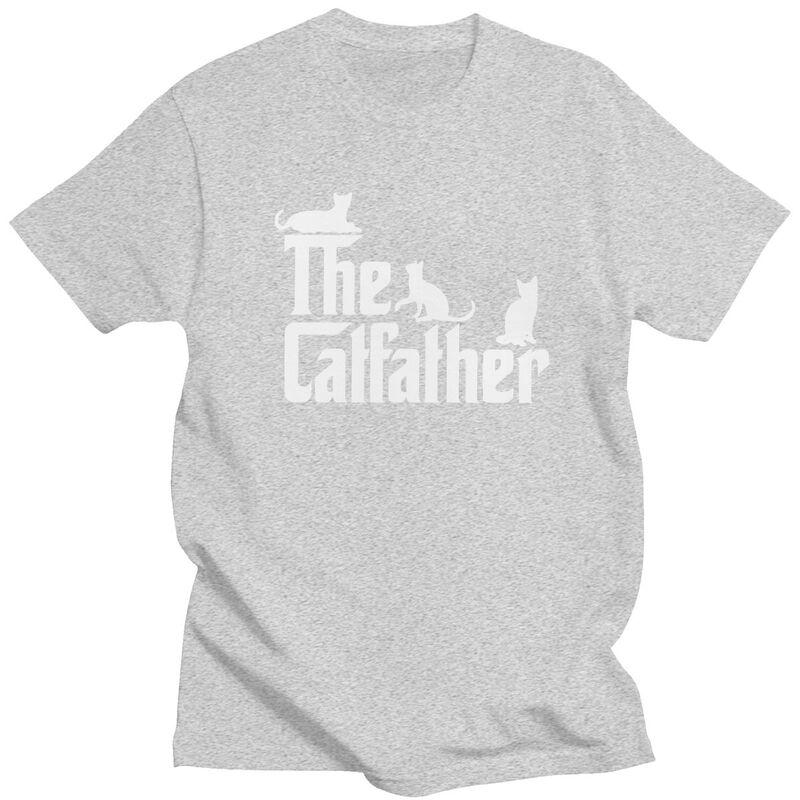 Custom The CatFather Funny Cat Dad T Shirt Men Short Sleeve Pure Cotton Tshirt Leisure Tees Streetwear Tshirts