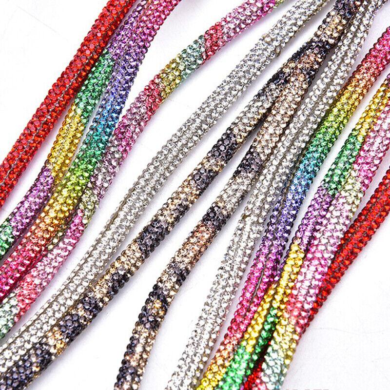 6MM Shiny Rhinestone Tube Rope Chain Empty Hot Melt Hose Bridal Applique for Jewelry Making DIY Rhinestone Tube Cord Rope